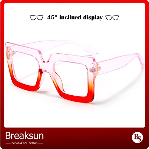 image for Breaksun Oversized Blue Light Glasses for Women Fashion Thick Square C