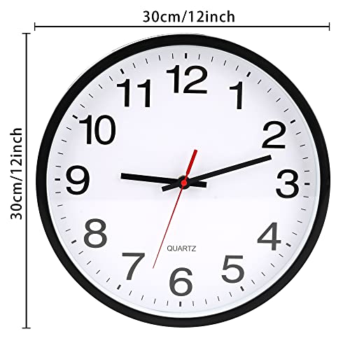 Oceek 12 Inch Black Wall Clock Modern Wall Clock 12" Silent Quartz Decorative Oceek Wall Clock Non Ticking Clock Black 12 Inch Quality Quartz Battery Operated Round 12-Inch Black Wall Clock(12”) #TOP4