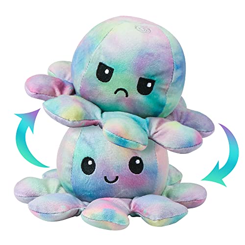 Zaloife Tintenfisch Kuscheltier, Doppelseitiges Flip Plüschtier, Octopus Plüschtiere, Stofftier Geschenk für Hochzeiten, Geburtstagsfeiern und Dekorationen Cover