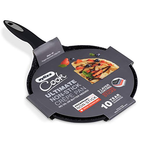 Zyliss E980130 Ultimate Non-Stick Pancake Pan/Crepe Pan | 25cm/10in | Forged Aluminium | Black | Rockpearl Plus Non-Stick Technology | Suitable For All Hobs | 10 Year Non-Stick Guarantee 2 Gallery Image