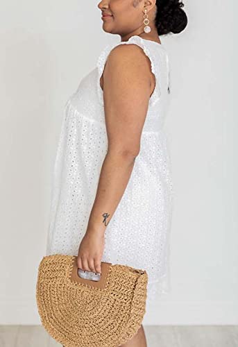 Image of Women's Summer Dress with Built in Shorts Sexy Summer V Neck Ruffle Sleeve Lace California Romper Dresses for Women