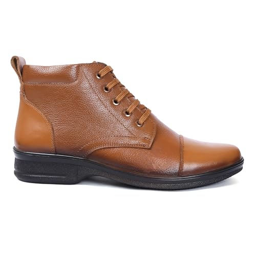 Image of Zoom Shoes A1161 Men's Genuine Leather High Ankle Boots | Stylish Lace-Up Design | Cushioned Insole for Comfort | Durable & Trendy for Everyday Wear
