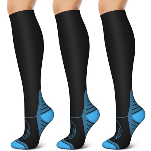 Image of 3 Pairs Compression Socks for Women and Men 15-20mmHg-Circulation Support Socks- Best for Medical,Running,Athletic