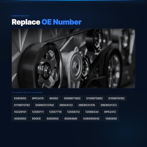 Image of K060950 Serpentine Drive Belt for Chevy, Cadillac, Ford, GMC, Audi