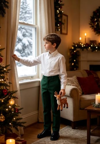 Image of DHTS Boys Dress Pants Slim Fit Uniform Pants for Toddler Teens Trousers