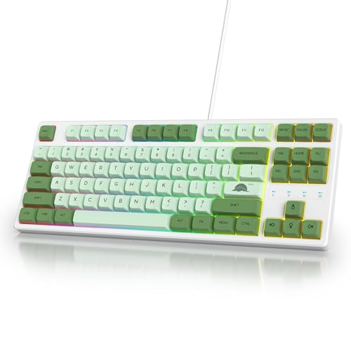 Image of 75 Percent Mechanical Gaming Keyboard 87 Keys Matcha Keyboard 75% Wired Keyboard Compact TKL Layout with RGB Backlit Red Switch for PC Laptop(87 Matcha)