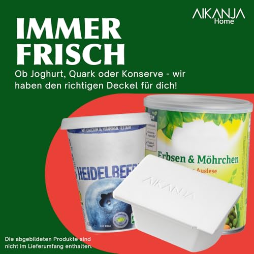 AIKANJA Home | Dosendeckel/Konservendeckel - 12 Stück, Deckel in 3 verschiedenen Grössen, Universaldeckel aus transparenten Kunststoff für Lebensmittel/Tierfutter 400g Dosen / 800g Dosen