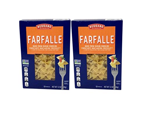 Reggano Classic Durum Semolina Low Fat Sodium Free Farfalle Bow-Tie Macaroni Pasta