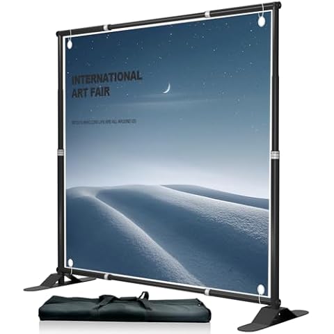 GLOSHOOTING Banner Stand Backdrop, 10 x 10 Ft Heavy Duty Back Drop Adjustable Step and Repeat Background Frame for Parties Photography Photo Booth Wedding Trade Show Exhibition with Carrying Case Cover