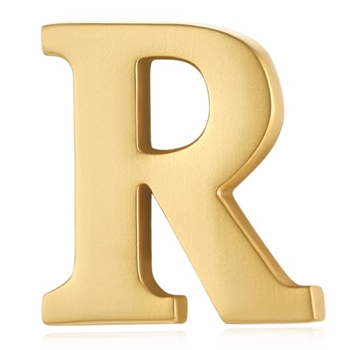 Image of HONEY BEAR Mens Womens Initial Alphabet Letter Lapel Pins Collar Badge Brooches for Business Wedding Graduation Gift Matte Gold 0.59 inches
