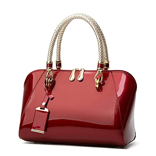 Mn&Sue Elegant Designer Crossbody Shoulder Bags Tote Women Upscale Patent Leather Top Handle Handbag Lady Purse