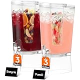 Lifewit 3 Gallon Drink Dispenser for Parties 2 Pcs, Large Plastic Beverage Container for Juice/Tea/Soda with Stand & Ice Core, Clear Lemonade Dispenser with Spigot, BPA Free Water Pitcher for Hosting