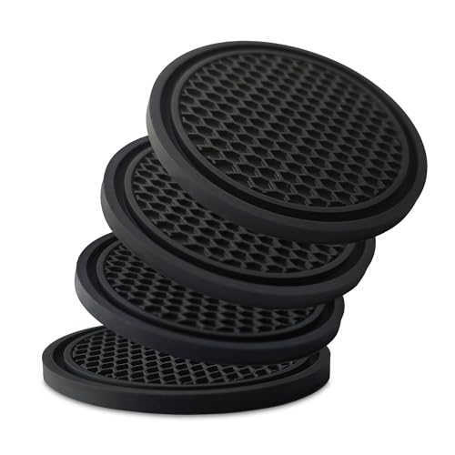 KULOLO Car Cup Holder Coaster 4 Pack - Non Slip & Shockproof,Flexible PVC Rubber Insert for Car/Truck/SUV/Van (2.75