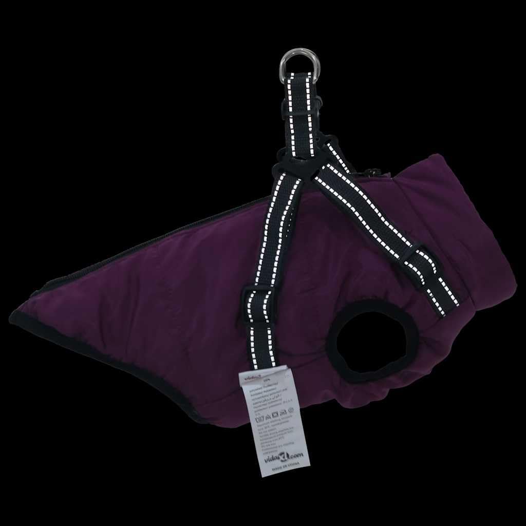 Cappottino per cani con imbracatura impermeabile riflettente, foderato in pile, viola, L28, per autunno e inverno, regolabile, con cerniera, fissaggio sicuro al guinzaglio, per esterni