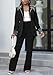 Tcremisa Womens Fashion Pants Suit 2 Piece Business Outfits Pearls Long Sleeve Blazer and Slim Fit Pants Sets R-Black