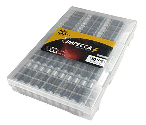 IMPECCA AA and AAA Batteries Combo Pack (100 Pack) High-Performance Alkaline Battery, AA 60 Count AAA 40 Count, Leak-Resistant, and Long-Lasting Technology