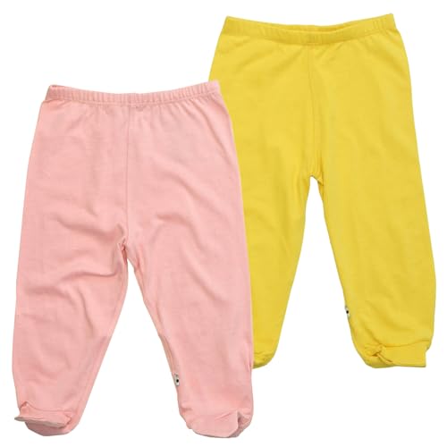 Babysoy Comfy Infant Baby Footed Pants with Feet Unisex Pack of 2