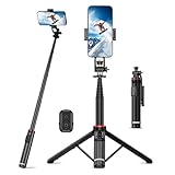 RISEOFLE Selfie Stick Stativ, 360° Drehbares, 130cm Aluminium Ausziehbares Smartphone Stativ mit Fernauslöser für iPhone