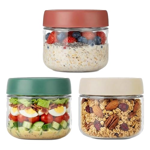 3Pack Glass Overnight Oats Containers with Lids