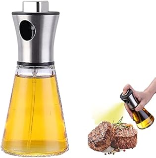 LAOLINGSY 200ml Olive Oil Sprayer Bottle Oil Dispenser Transparent Food-Grade Portable Spray Bottle Vinegar Bottle Air Fryer Stainless Steel for Salad, BBQ, Frying, Grilling, Kitchen Bakingcone