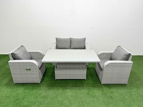 FMSGarden Light Grey PE Wicker Rattan Garden Furniture Set Sofa Set...