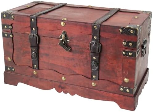 HMF Cofre del tesoro de madera, Cofre grande con cerradura decora...