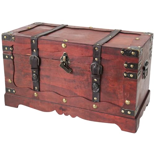 HMF 6400-150 Coffre au Trésor en Bois avec Serrure | 50 x 25 x 28 cm | Grand | France