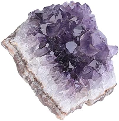 Amogeeli Natural Rough Amethyst Crystal Geode Cluster Specimen for Garden Decor Indoor, Mineral Raw Stone for Reiki Healing Meditation Collection