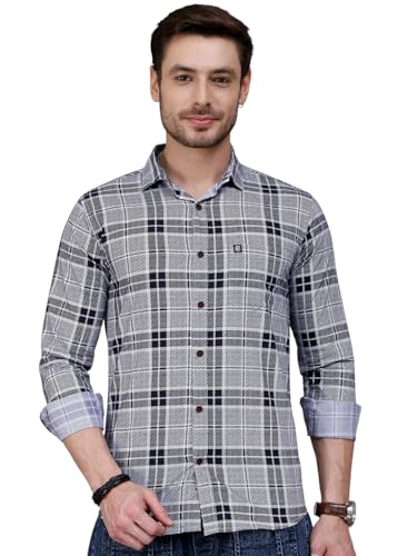 Image of Majestic Man Men's Comfort Slim Fit Pure Cotton Opaque Checked Casual Shirt