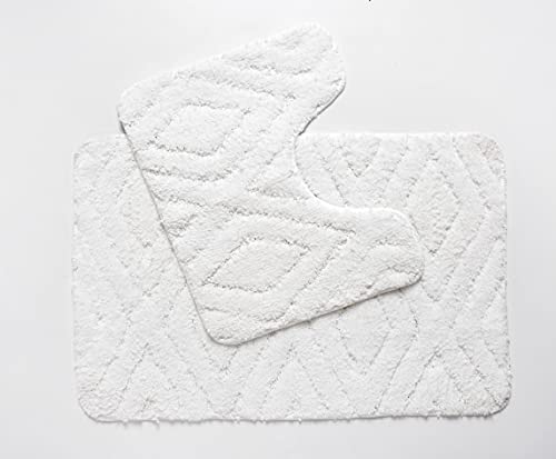 Penguin Home® Mikrofaser-Plüsch-Weiche Badematte 2er-Set|Diamant Weiß|Saugfähiger,waschbarer...