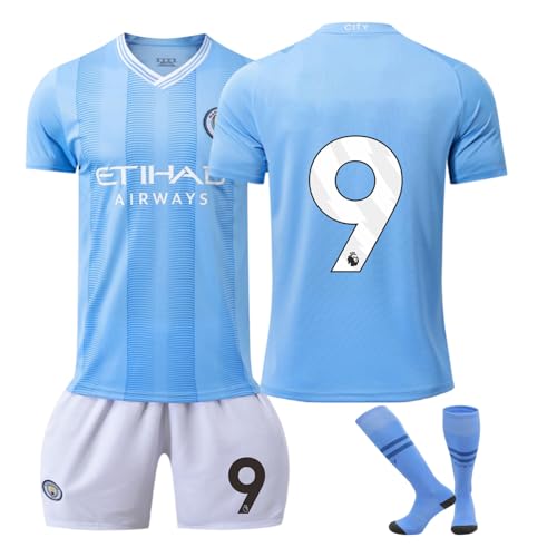 sinirttou Conjunto de Fútbol de Jersey para Niños con Camiseta y Pantalones Cortos, Camiseta de Fútbol para Niño y Niña Azul L,Tamaño: 26 (Altura:140-150 CM)