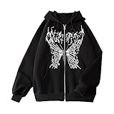 Design: Oversize Sweatjacke Teenager Mädchen, Y2K E-Girl 90er Baggy Sweatshirt, Y2K E-Girl Streetwear, übergroße Jacken mit Skelettgrafik Print, entspannter Hoodie mit Kordelzug. Lockere Regular Passform geeignet für jedes Alter.