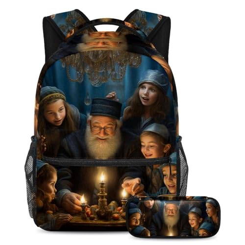 Sac à dos enfant Hanoukka avec trousse pour soulager le dos et rester organisé