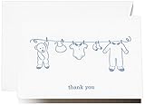 Crane & Co. Letterpress Clothesline Thank You Note (CT1504), Pack of 10