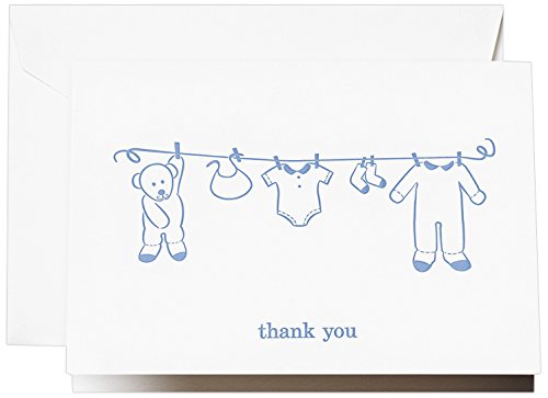 Crane & Co. Letterpress Clothesline Thank You Note (CT1504), Pack of 10