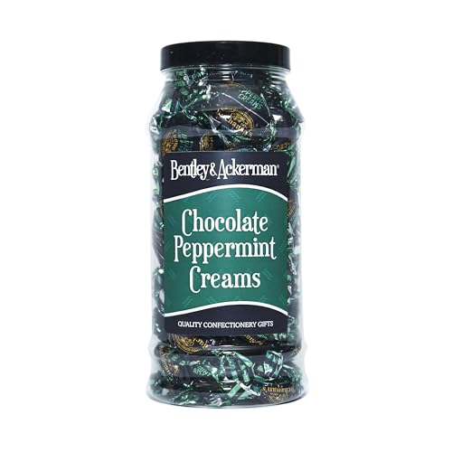 Chocolate Peppermint Creams - Original Chocolate Peppermint Creams Sweets in a Gift Jar By Bentley & Ackerman's Sweet Shop.