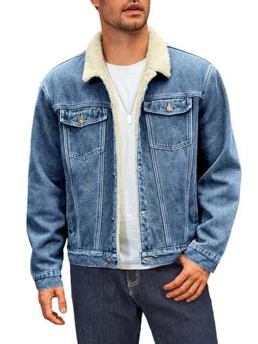 Runcati Herren Jeansjacke Fleece Denim Trucker Jacke Vintage Freizeit...