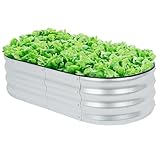 LINEX Galvanized Raised Garden Bed 4x2x1 ft, Metal Raised Garden Beds Outdoor Planter Boxes...