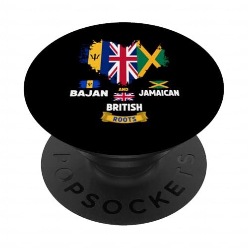 Drapeau Bajan Britannique et jamaïcain - Idée de Tenue pour Enfants Heritage PopSockets PopGrip Adhésif