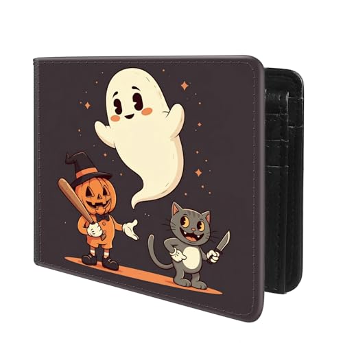 Front Pocket Slim Bifold Leather Wallet RFID Blocking with ID Window for Men/Halloween GC2249