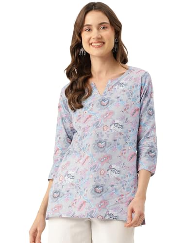 Image of feranoid Designer V-Neck Short Straight Kurti with 3Quarter Sleeves
