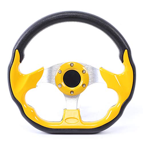 Volante de carreras 320 mm/12,5 pulgadas Volante universal de plato profundo amarillo con cable de bocina Accesorio modificado para automóvil de reemplazo para la mayoría de los vehículos y carreras