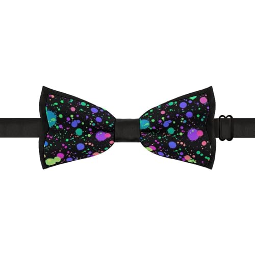 GoasNei Glow in Dark Splatter Neon Bow Tie for Men Adjustable Necktie Funny Tie Neck Ties for Weddings Party