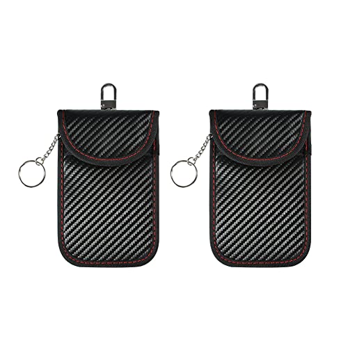 2 x Pochette Anti RFID Clé Voiture, Pochettes Blocage Signal pour Clé Voiture, Étui de Protection Anti en Fibre de Carbone,Protection Antivol Anti Piratage de Télécommande Véhicule Cover