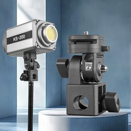 Image of PUSOKEI Light Stand Adapter, Universal 1 /4 Screw Thread with Cold Shoe Design for Cameras Video Lights Phone Holders, 180 Tilt Range Photography Equipment