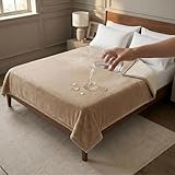 Sacred Weapon Splash Blanket – Plush Deluxe Mattress Protector – VIP Waterproof Fleece Blanket – Boonger Blanket with Moisture Barrier, Stain Proof & Washable – Queen/King Size Beige 80'x80'