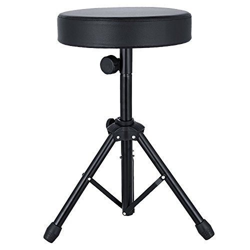 Anfan Universal Drum Throne Adjustable Padded Drum Stool with Anti-Slip Feet for Adults and Kids (Black)