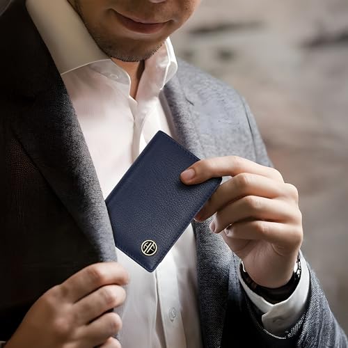 Image of HAMMONDS FLYCATCHER Genuine Leather Card Holder for Men and Women Slim RFID Blocking Bifold with 6 Card Slots Cash Compartment Compact Credit Debit Card Case Minimalist Pocket Organizer