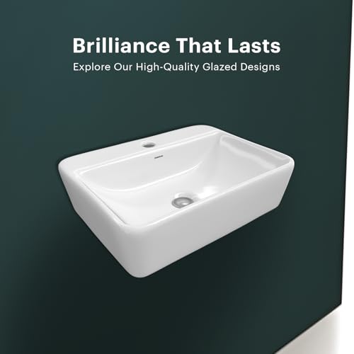 Image of Johnson Ruby Table Top Basin | 475x360x135mm | Ceramic Counter Top Basin for Bathroom, Dinning Hall | White | 10.5 Kg | 10 Years Warranty (P0414PW0022)