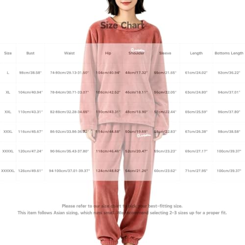 Fleece Lounge Sets for Women Fleece Pjs Sets Cozy Warm Loungewear Red 2XL - image 5